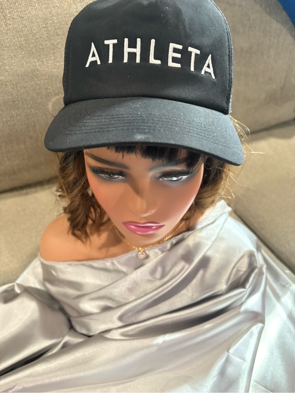 Athleta Black Cap with White Raised Logo - Women